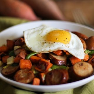 Sweet Potato and Leek Hash with Andouille Sausage