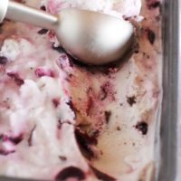 Boozy Roasted Cherry Chocolate Chunk Ice Cream (vegan and naturally sweetened)