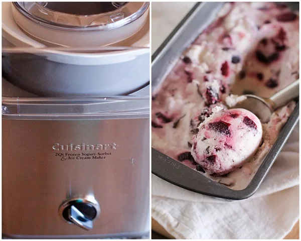 Boozy Roasted Cherry Chocolate Chunk Ice Cream (vegan and naturally sweetened)