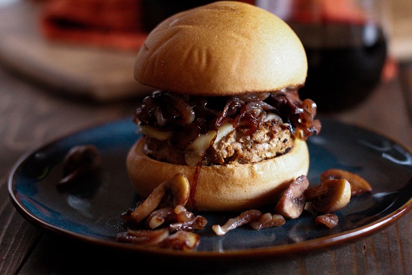 Caramelized Shallot and Mushroom Turkey Burgers