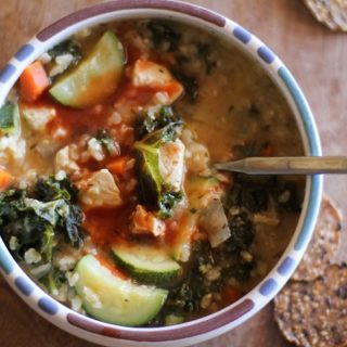 Hearty Chicken Soup with Rice and Kale