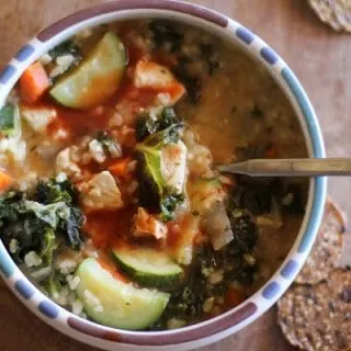 Hearty Chicken Soup with Rice and Kale