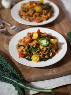 Spanish Cauliflower Rice with Kale - a recipe from Julia Mueller's cookbook, Let Them Eat Kale!