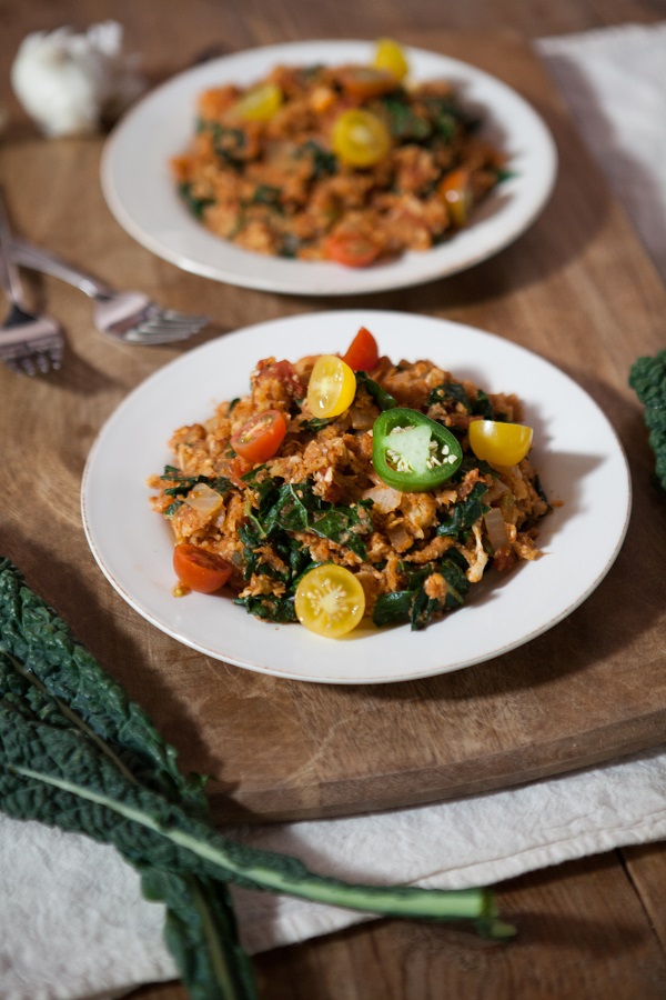 Spanish Cauliflower Rice with Kale - a recipe from Julia Mueller's cookbook, Let Them Eat Kale!