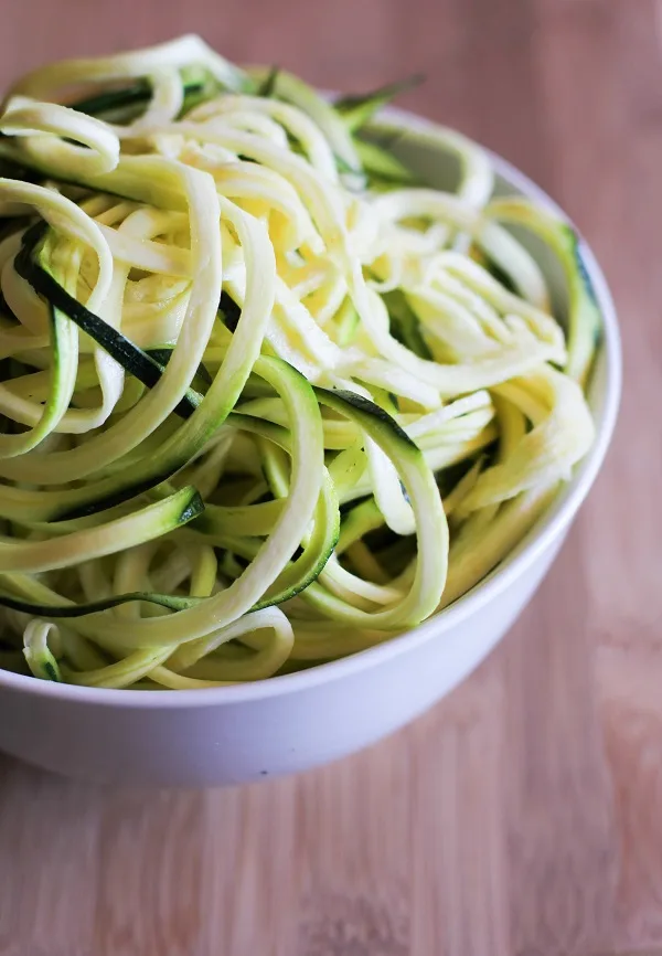 Zucchini Noodles with Roasted Tomatoes and Lemon-Garlic Sauce