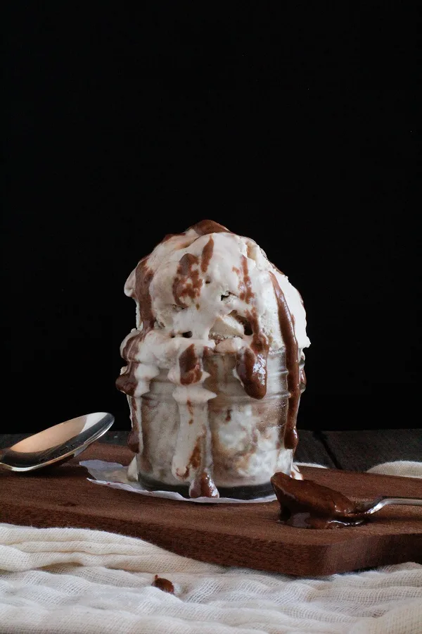 Peanut Butter Chocolate Swirl Ice Cream | dairy-free, sugar-free, vegan
