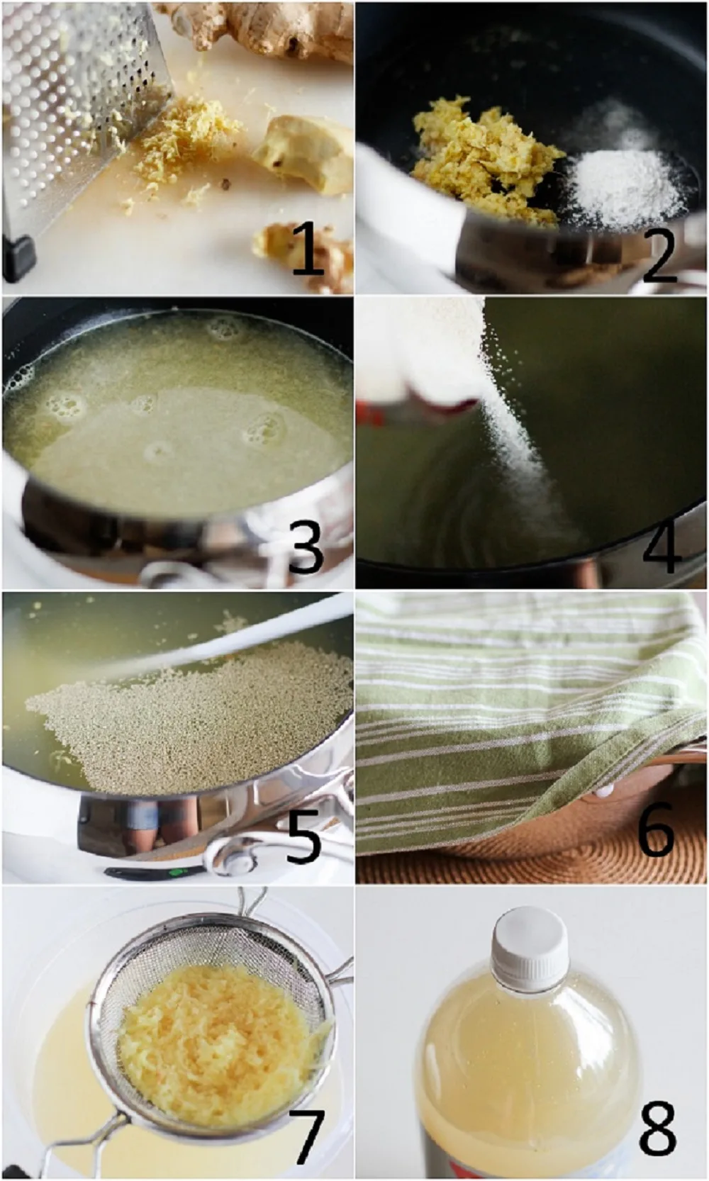 Process shot for the steps to make ginger beer
