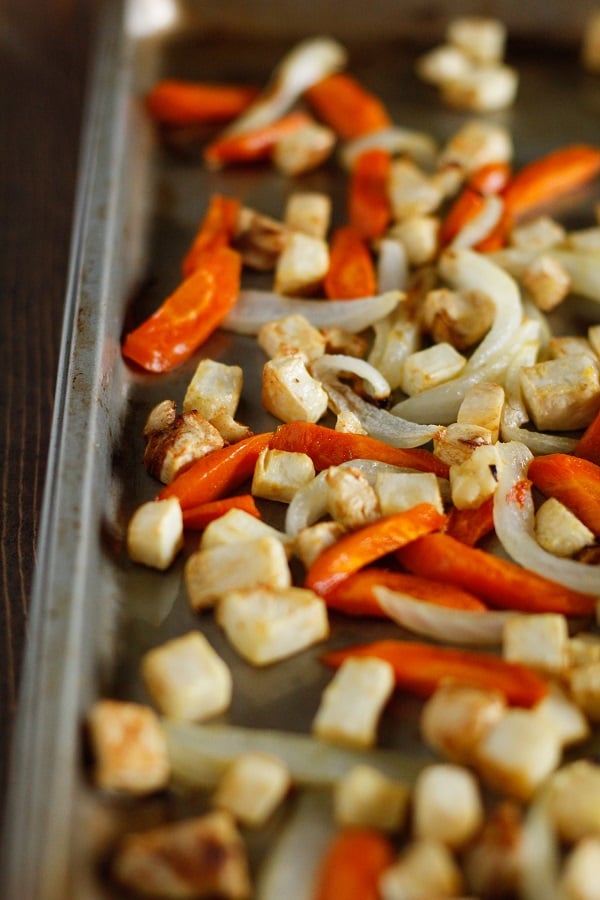 Roasted Celery Root and Carrots with Parsley, Dill, and Lemon