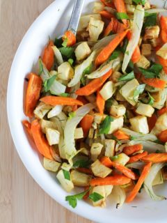 Roasted Celery Root and Carrots with Parsley, Dill, and Lemon