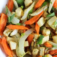 Roasted Celery Root and Carrots with Lemon, Parsley, and Dill