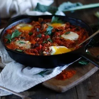 Shakshouka with Kale and Mushrooms