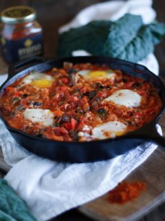 Shakshouka with Kale and Mushrooms