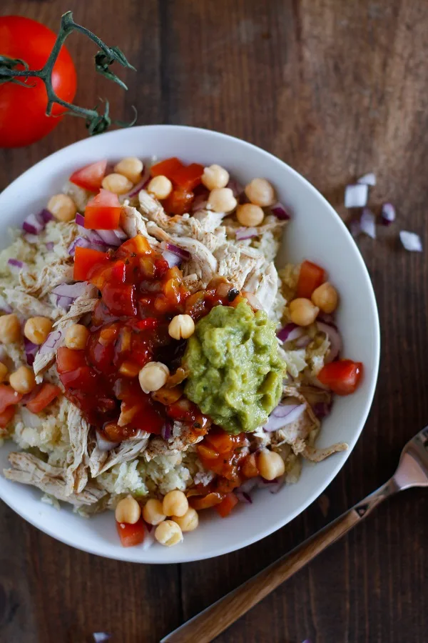 Shredded Chicken Burrito Bowls 