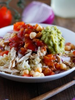 Shredded Chicken Cauliflower Rice Burrito Bowls