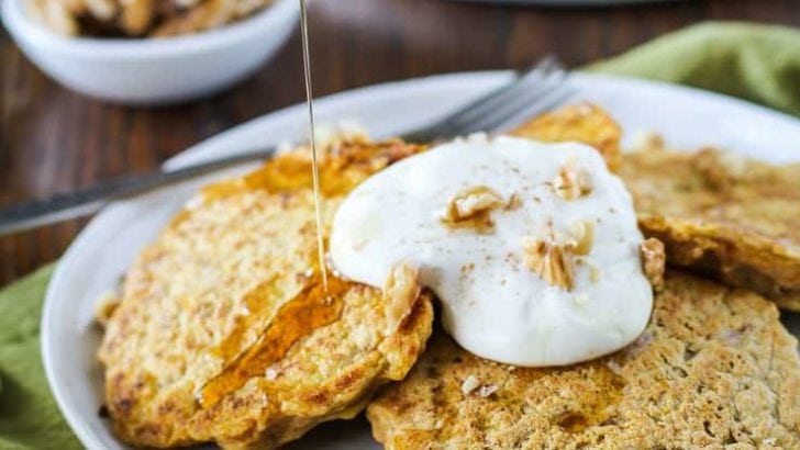 Gluten-Free Butternut Squash Pancakes - a delicious, healthy pancake recipe from TheRoastedRoot.net