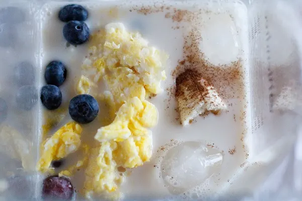 Grape and Blueberry Protein Smoothie with a secret protein ingredient