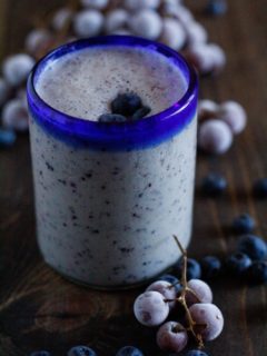 Grape and Blueberry Protein Smoothie with a secret protein ingredient