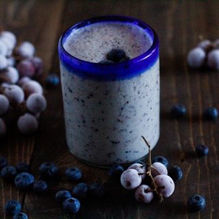 Grape and Blueberry Protein Smoothie with a secret protein ingredient