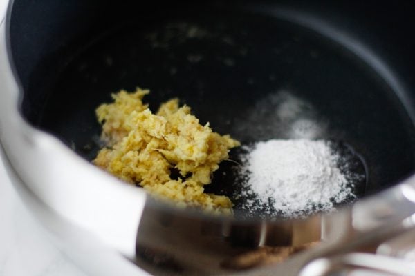 Cream of tartar, lemon juice and fresh grated ginger in a saucepan