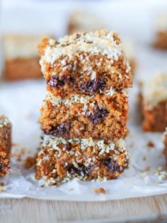 Paleo Pumpkin Bars - grain-free, refined sugar-free, dairy-free and made with almond butter!