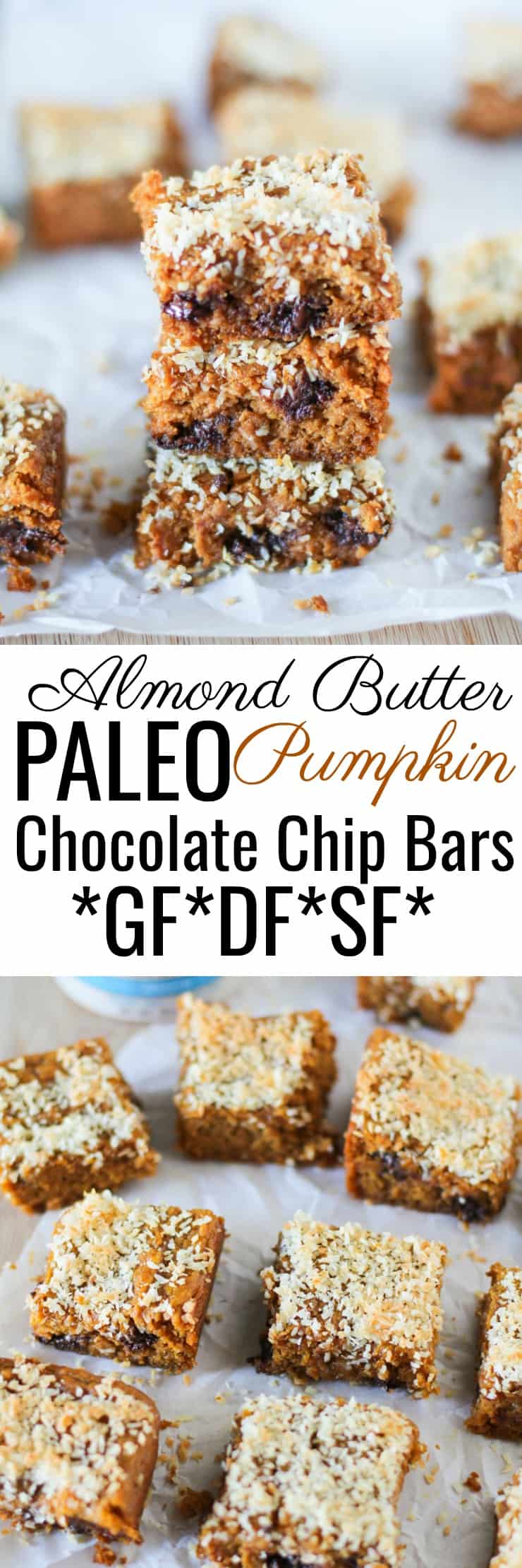 Paleo Pumpkin Bars - grain-free, refined sugar-free, dairy-free and made with almond butter!