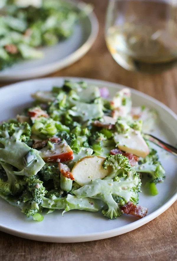 Shaved Broccoli-Apple Salad with Bacon and Creamy Dijon Dressing