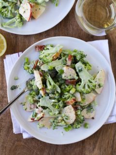 Shaved Broccoli-Apple Salad with Bacon and Creamy Dijon Dressing