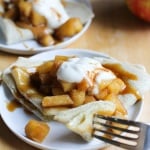 Cheddar Cheese Crepes with Spiced Apples and Salted Caramel | gluten free and naturally sweetened