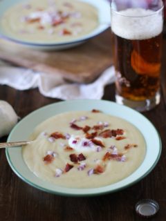 Beer Bacon Cheddar Apple Celeriac Sweet Potato Soup