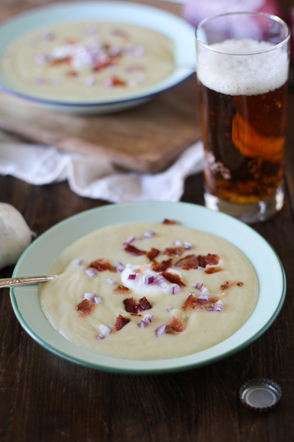 Beer Bacon Cheddar Apple Celeriac Sweet Potato Soup