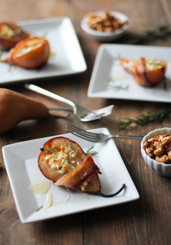 Bacon Wrapped Roasted Pears with Goat Cheese and Honey | The Roasted Root Bacon Wrapped Roasted Pears with Goat Cheese and Honey | The Roasted Root