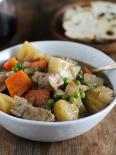 Beef and Root Vegetable Stew with red wine