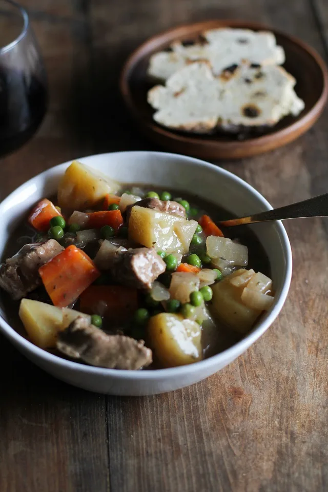 Beef and Root Vegetable Stew with red wine