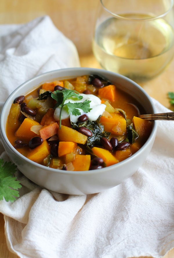 Fall Harvest Vegetarian Chili with Butternut Squash, Sweet Potato, Apples, and Soy Beans #SoyInspired #sponsored #ad