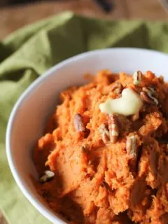 Maple Bourbon Mashed Sweet Potatoes are a magically flavorful side dish that is easy to prepare and perfect for serving guests!