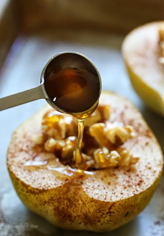 baked pears with walnuts and honey from skinny taste