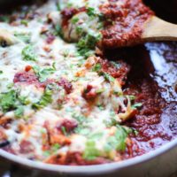 Gluten-Free Eggplant Parmesan made quick and easy in a skillet