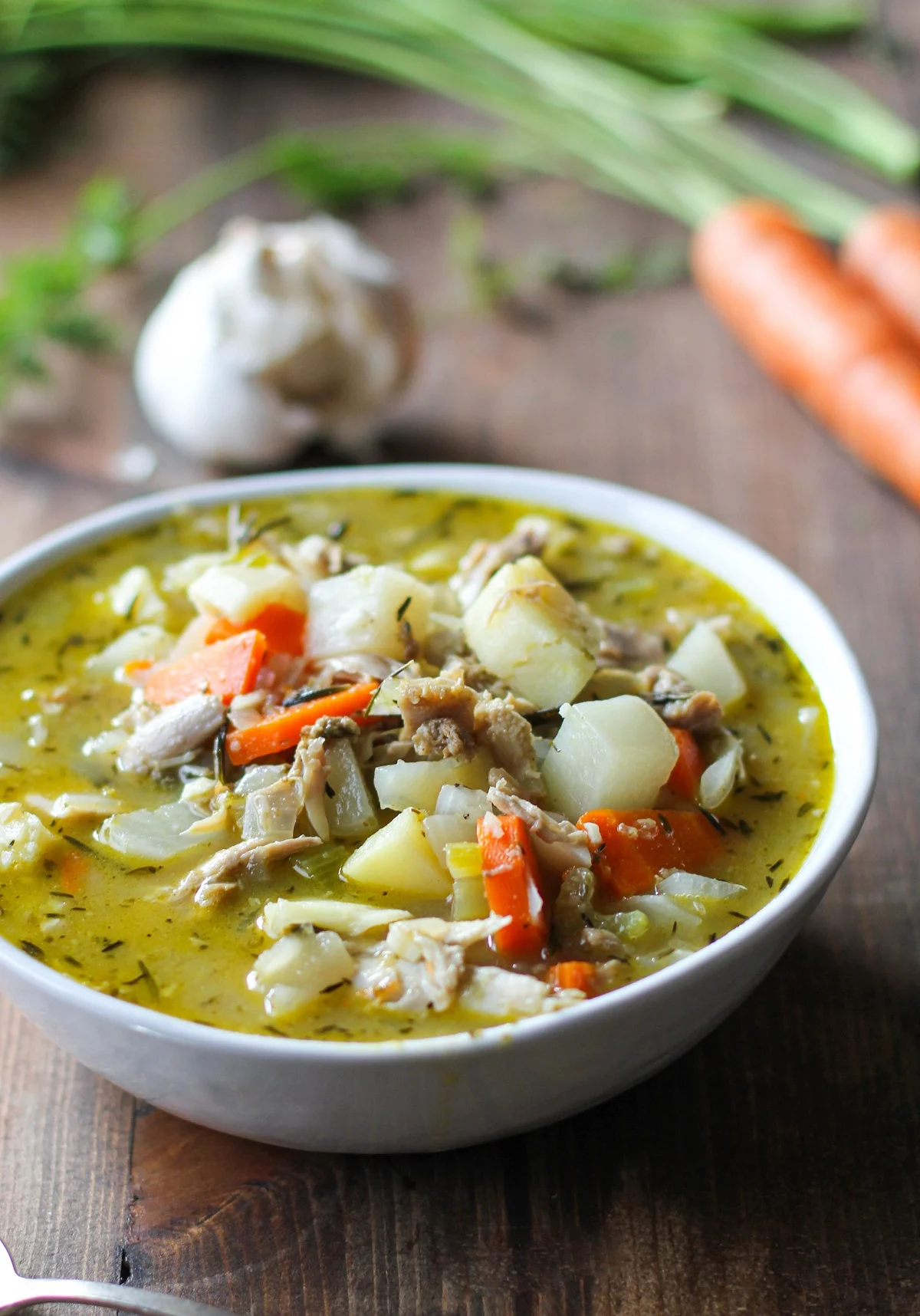 Turkey Soup with Root Vegetables - made using leftover Thanksgiving turkey!