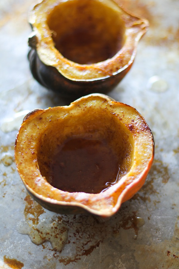 Roasted Acorn Squash with Bourbon Butter and Honey