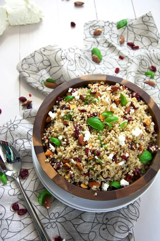 Cranberry & Smoked Almond Quinoa Salad with Balsamic Vinaigrette from The Housewife in Training