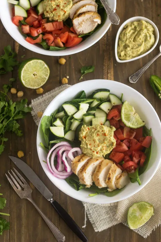 Hummus Chicken Power Salad from Food Faith Fitness