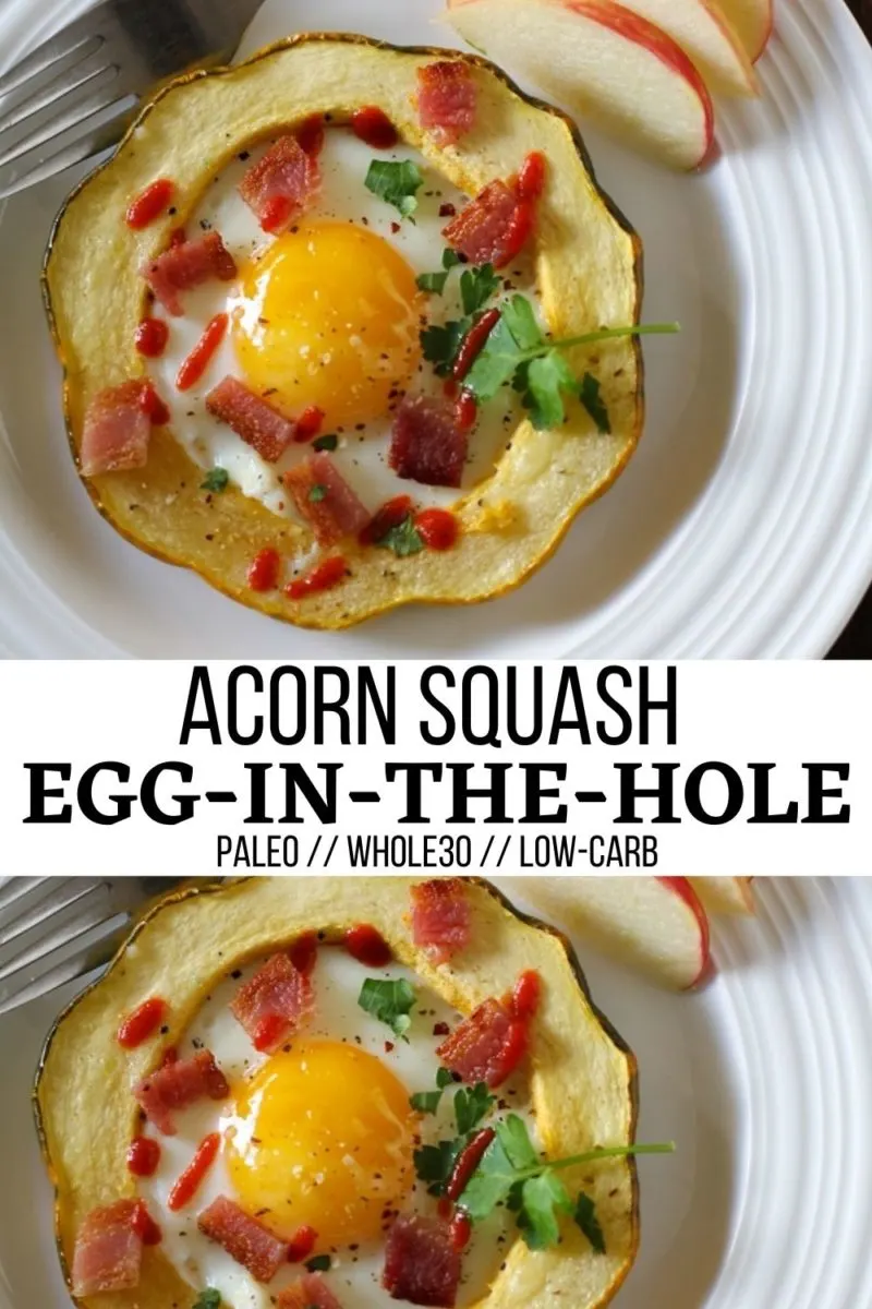 Acorn Squash Egg-in-the-Hole is loaded with nutrients for a healthy breakfast! Paleo, low-carb, whole30 and delicious!