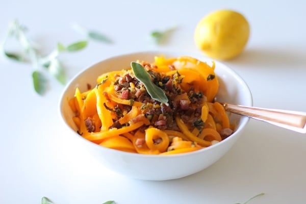 Butternut Squash and Prosciutto with Lemon Garlic and Sage | theroastedroot.net @roastedroot #glutenfree #pasta #recipe #paleo