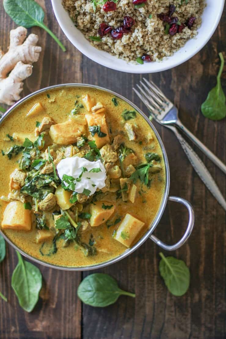 Crock Pot Lamb and Parsnip Curry with Spinach - an easy go-to dinner recipe that's packed with aromatic flavor