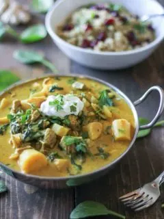 Crock Pot Lamb and Parsnip Curry with Spinach - an easy go-to dinner recipe that's packed with aromatic flavor