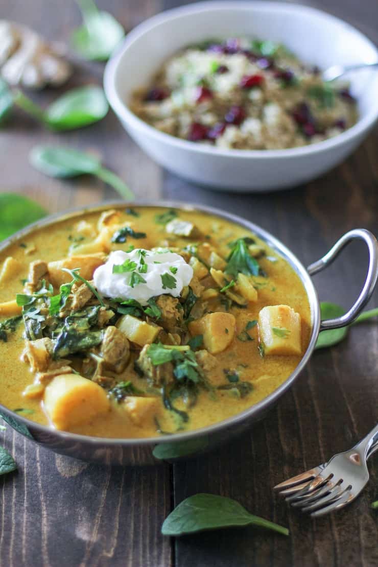 Crock Pot Lamb and Parsnip Curry with Spinach - an easy go-to dinner recipe that's packed with aromatic flavor