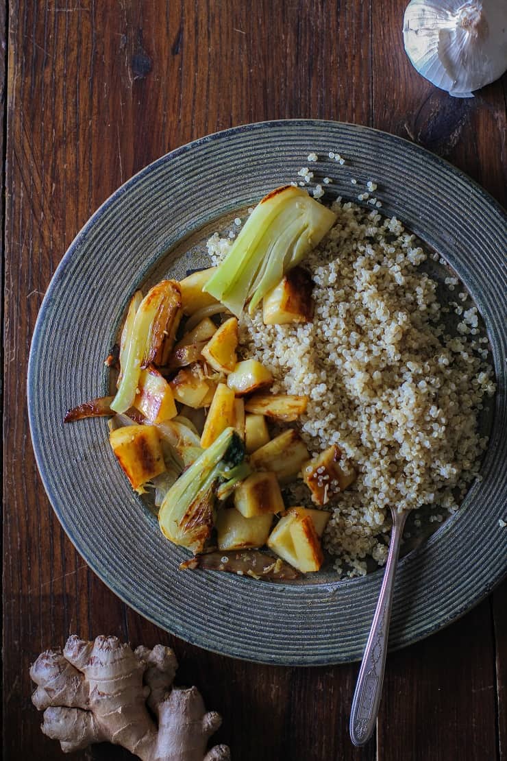 Fennel and Parsnip Stir Fry - soy-free, gluten-free, healthy, vegan, and delicious