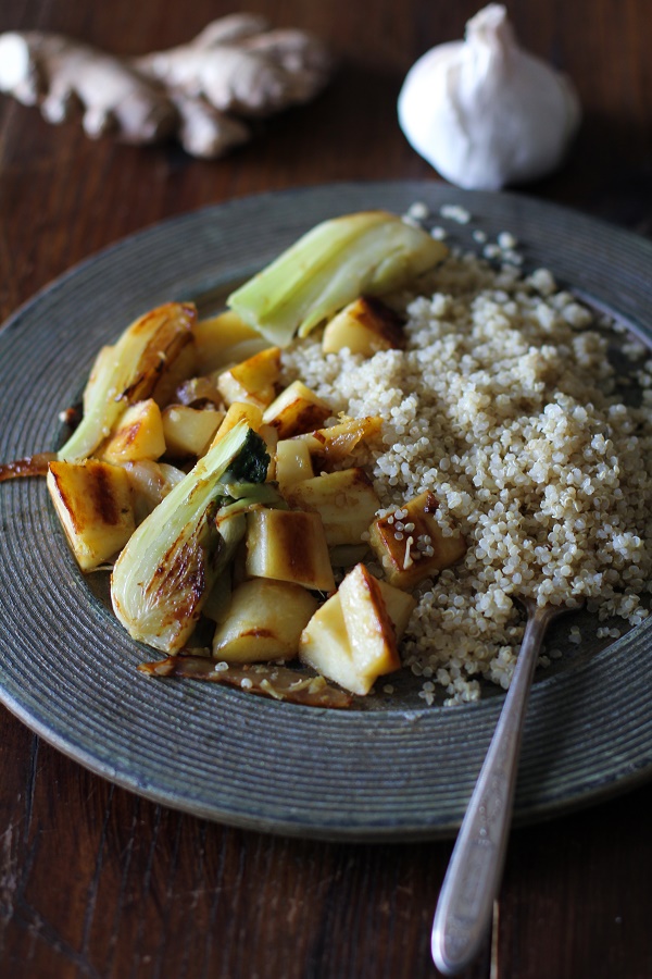 Fennel and Parsnip Stir Fry with Quinoa - an easy vegetarian meal that can be made any night of the week @roastedroot