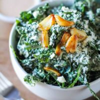 Spicy Kale Caesar Salad with Roasted Garlic