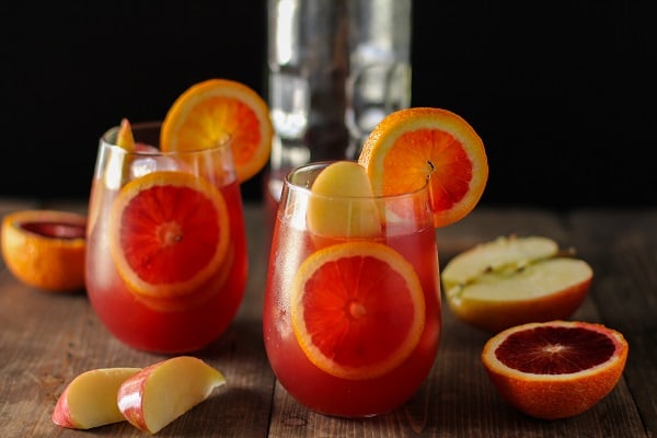 Winter Sangria with Pomegranate, Blood Oranges, and Apples | theroastedroot.net #cocktail #wine #recipe @roastedroot